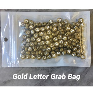 Gold Letter Bead Grab Bag, charms for jewery making, alphabet charms, name jewelry, monogram jewelry, gold letter beads