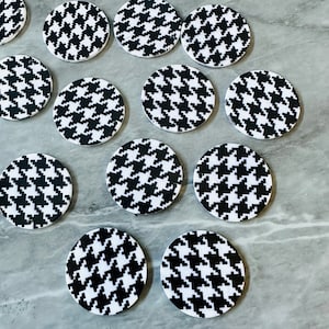 30mm Black & White Herringbone circles necklace earrings, jewelry making, geometric earrings, minimalist blanks, simple round jewelry
