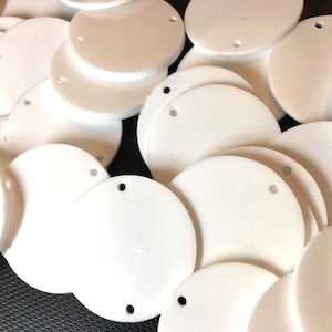 White Acrylic Blanks, 2 Hole Acrylic Disc, 1.5&quot; Across, 38mm, 2 Holes for Bangle Making, Necklace or Keychain, Jewelry Making, white tassel