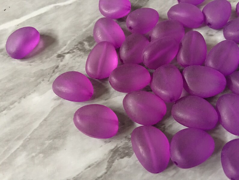 Dark Purple Frosted Matte Jelly Bean Beads 18mm Colorful Oval Etsy
