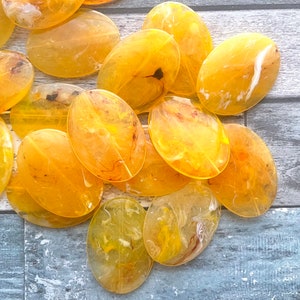 Yellow Smooth Swirly Oval 40mm acrylic beads, chunky craft supplies, wire bangle jewelry making necklace, marigold beads