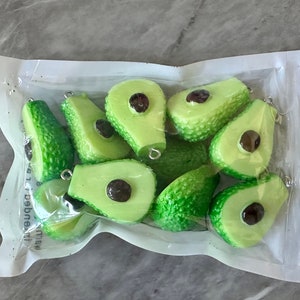 WHOLESALE fruit plastic pendant charms, 1 hole pendant beads, green charms, avocado fruit charms