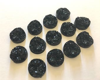 12mm Druzy Cabochons, Black, jewelry making kit, earring set, diy jewelry, druzy studs, 12mm Druzy, cabochon, stud earrings