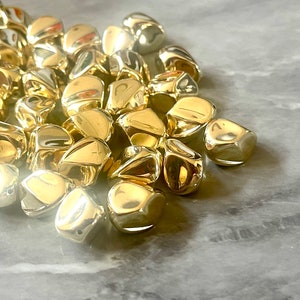 Gold Nugget Beads, 17mm shiny metallic beads, Jewelry Making beads, Wire Bangles gold necklace statement earrings bracelet