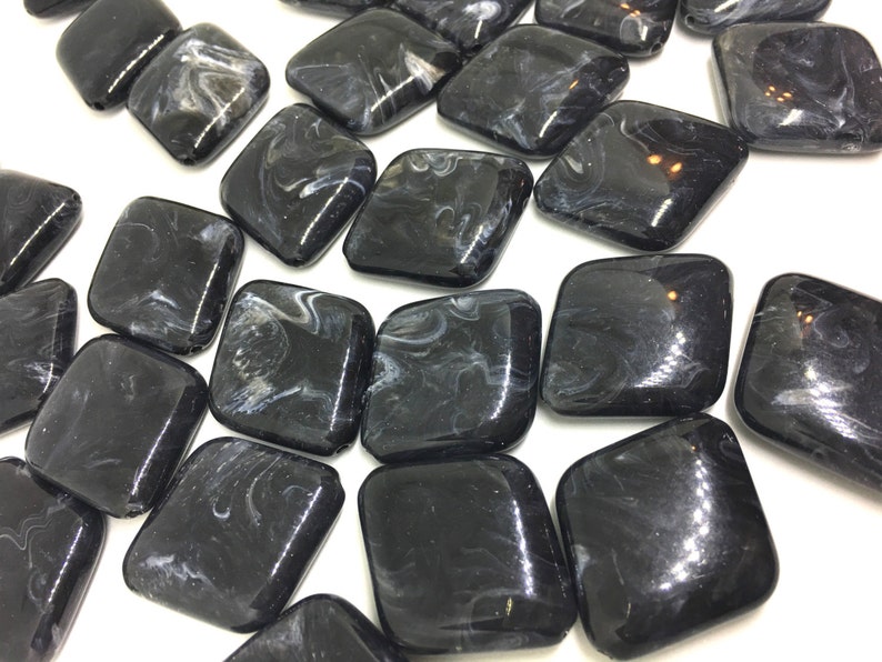 32x27mm Beads bracelet necklace earrings The Diamond Collection big acrylic beads jewelry making beads dark beads Black Beads