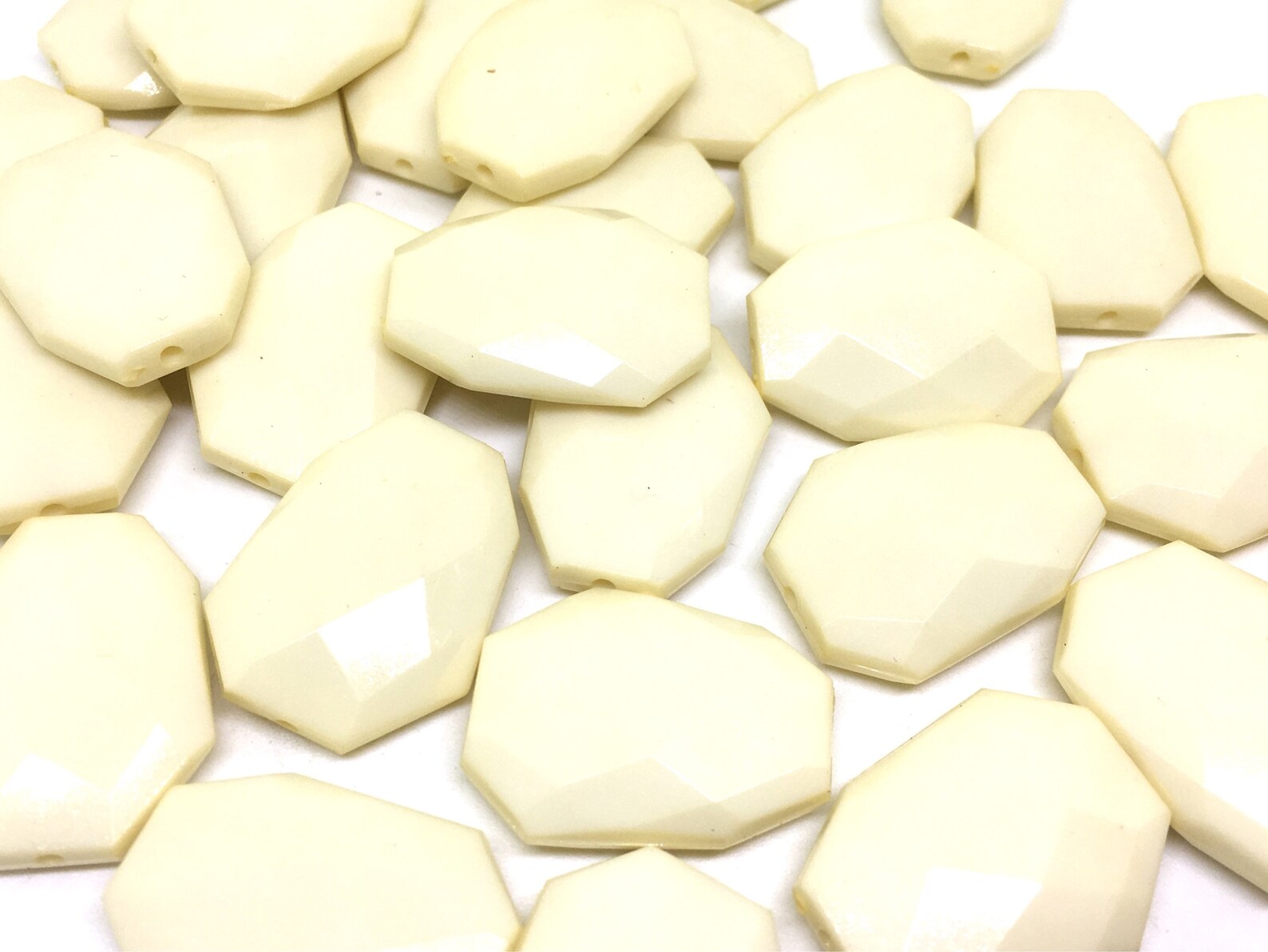 Cream Faceted Beads Eggshell Beads Cream Beads Bangle Etsy