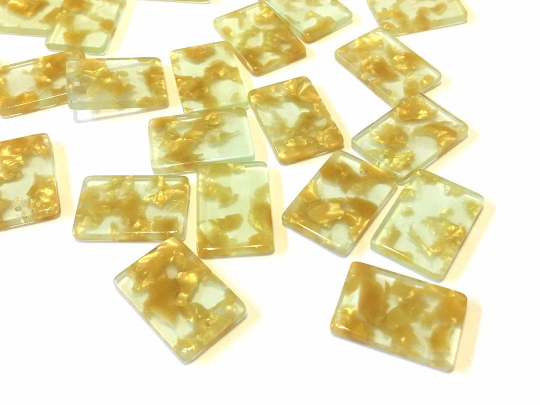 Clear Resin With Gold Foil Acrylic Blanks Cutout, Rectangle Blanks