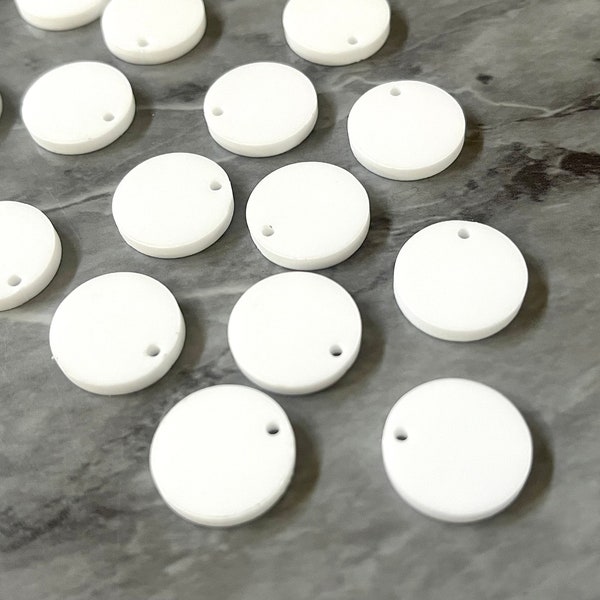 White resin Beads, circle cutout acrylic 16mm Earring Necklace pendant bead, DIY white 1 hole blanks earrings round acrylic