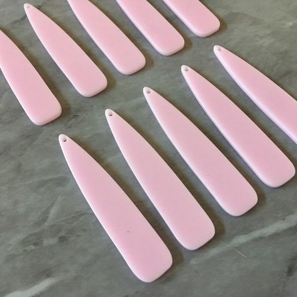Blush Pink acrylic Beads, geometric shape acrylic 55mm Long Earring or Necklace pendant bead 1 one hole, baby pink jewelry
