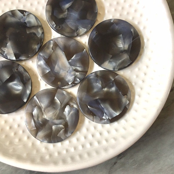 Gray Granite Tortoise Shell Acrylic Blanks Cutout, Circle blanks, earring bead jewelry making, 29mm jewelry 1 Hole circle bangle single