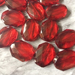 Maroon Large Beads, faceted acrylic bead, LUSTER collection, lucite beads, red bracelet, wire bangle beads, clear jewelry red bracelet