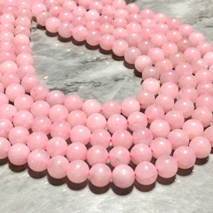 8mm Natural Pink Rose Quartz Beads Strands, Circle Round blush pink gemstone beads, 15&quot; strand WHOLESALE light pink diy jewelry