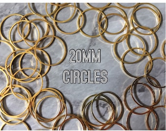 20 mm Złote metalowe kółka, bransoletka naszyjnik kolczyki, tworzenie biżuterii, geometryczne kolczyki, trójkątne puste, prosta okrągła minimalistyczna biżuteria