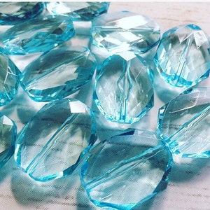 31x24mm LIGHT BLUE Faceted Slab Nugget Beads, Beads for Bangle Making or Jewelry Making, transparent beads, chunky beads, statement beads