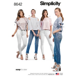 Simplicity S8642 Misses&#39; Tops with Sleeve Variations Sizes 14-22 Uncut