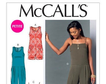McCall’s M7394 Sewing Pattern Misses'/Miss Petite Pleated, Drop-Waist Romper and Jumpsuits Size 14-16-18-20-22 Uncut