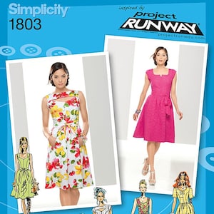 Simplicity S1803 Project Runway Collection Misses and Miss Petite Dresses Sewing Pattern Size 4-12 Uncut