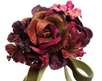velvet flower brooch. flower clip. flower hair accessory. vintage flower slide. flower girl hair accessory.