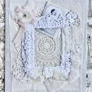 Decorative Lace Frame . Collaged Lace Photo Frame . Decorative Shabby ...