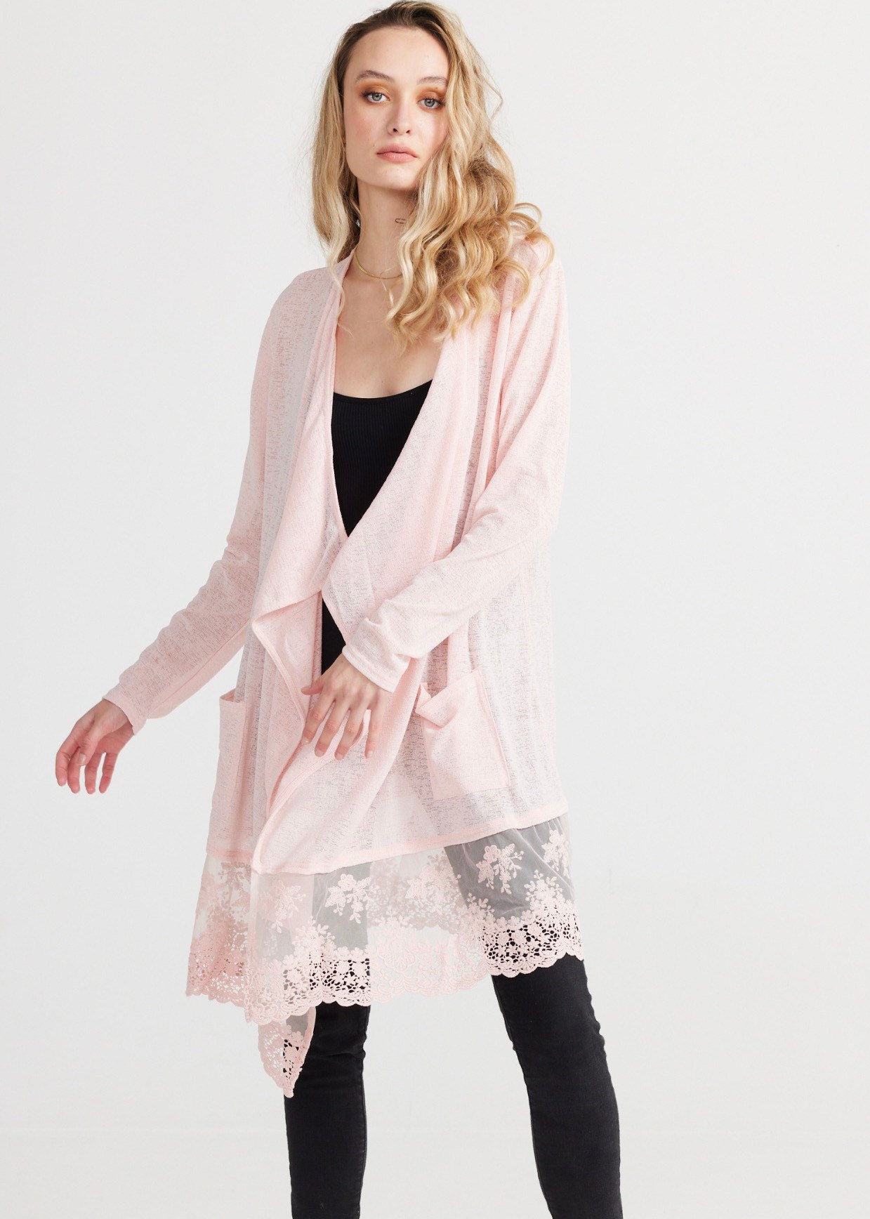 The Poet Long Cardigan With Lace Edging. Light Cover up for - Etsy
