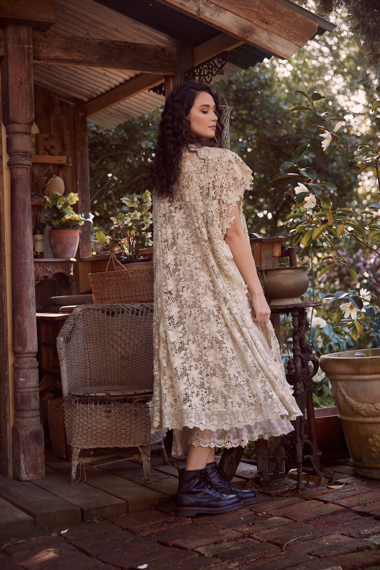 Empress Vintage Lace Coat. Vintage Lace Duster . Long Vintage Lace