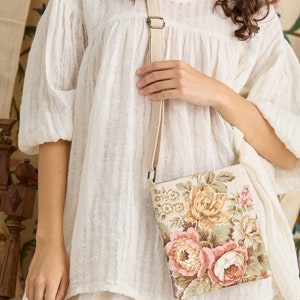 Kestrel Linen Crossbody Bag | Spring Rose Bouquet Kestrel Linen Crossbody Bag | Spring Rose Bouquet