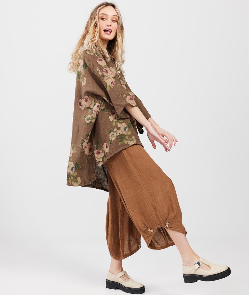 tobacco linen pants Spier & Mackay Lightweight Easy Trousers seam side pockets Lulu Linen Pants In Tobacco.