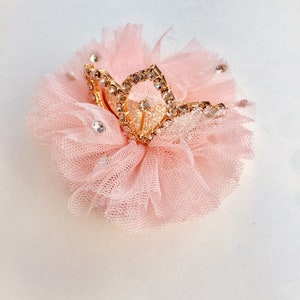 Princess tulle tiara clip. crown diamanti hair accessory . childs hair clip. tiara clip. tiara crown.  tulle crown clip.