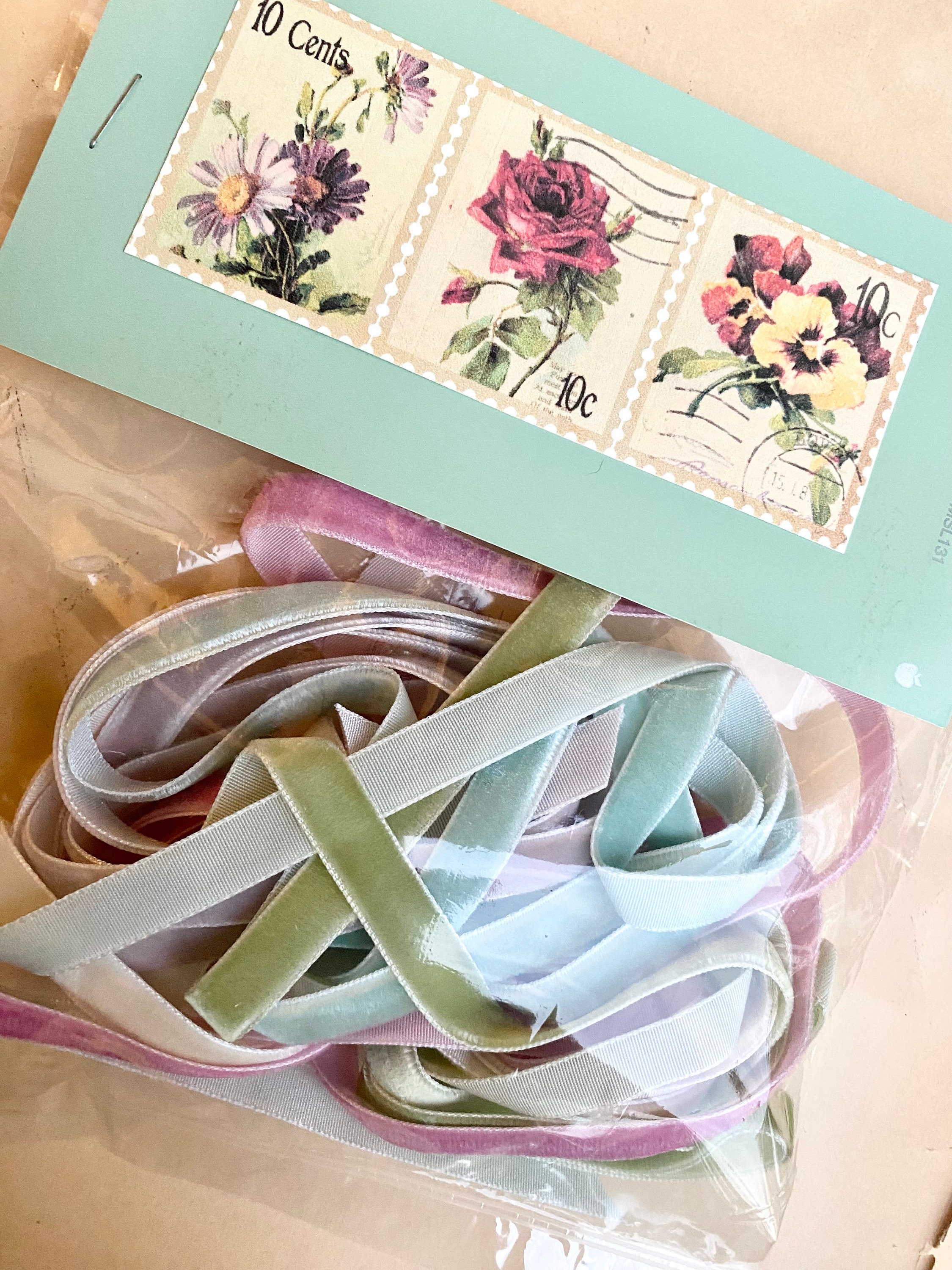 Collage With Ribbons Vintage Ribbon Collection of 5 Different Velvet Ribbons for Collage ...