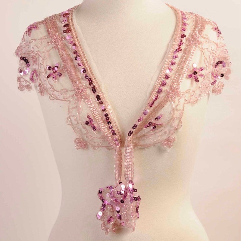 Beaded Pink Satin Shawl main image 1