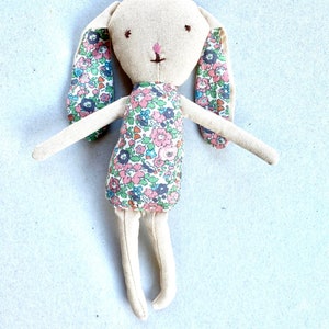 Pixie Bunny Toy. handmade toy. Baby shower toy. floral bunny toy for newborn and first birthday gifts. soft handmade toy.