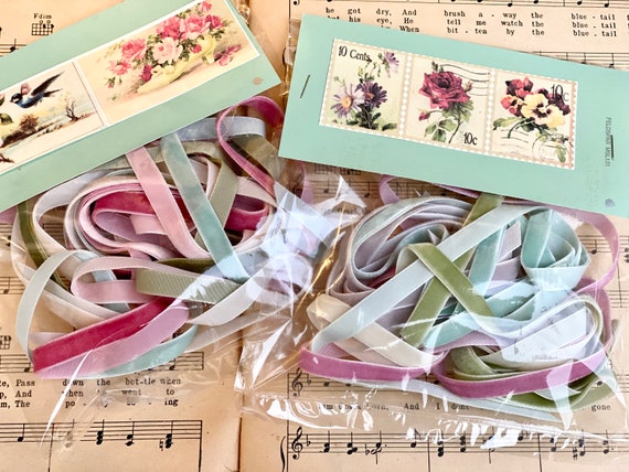 Vintage ribbon Collection number 2.  Selection of beautiful velvets for crafting and mixed media, journalling, scrapbooking , slow stitching