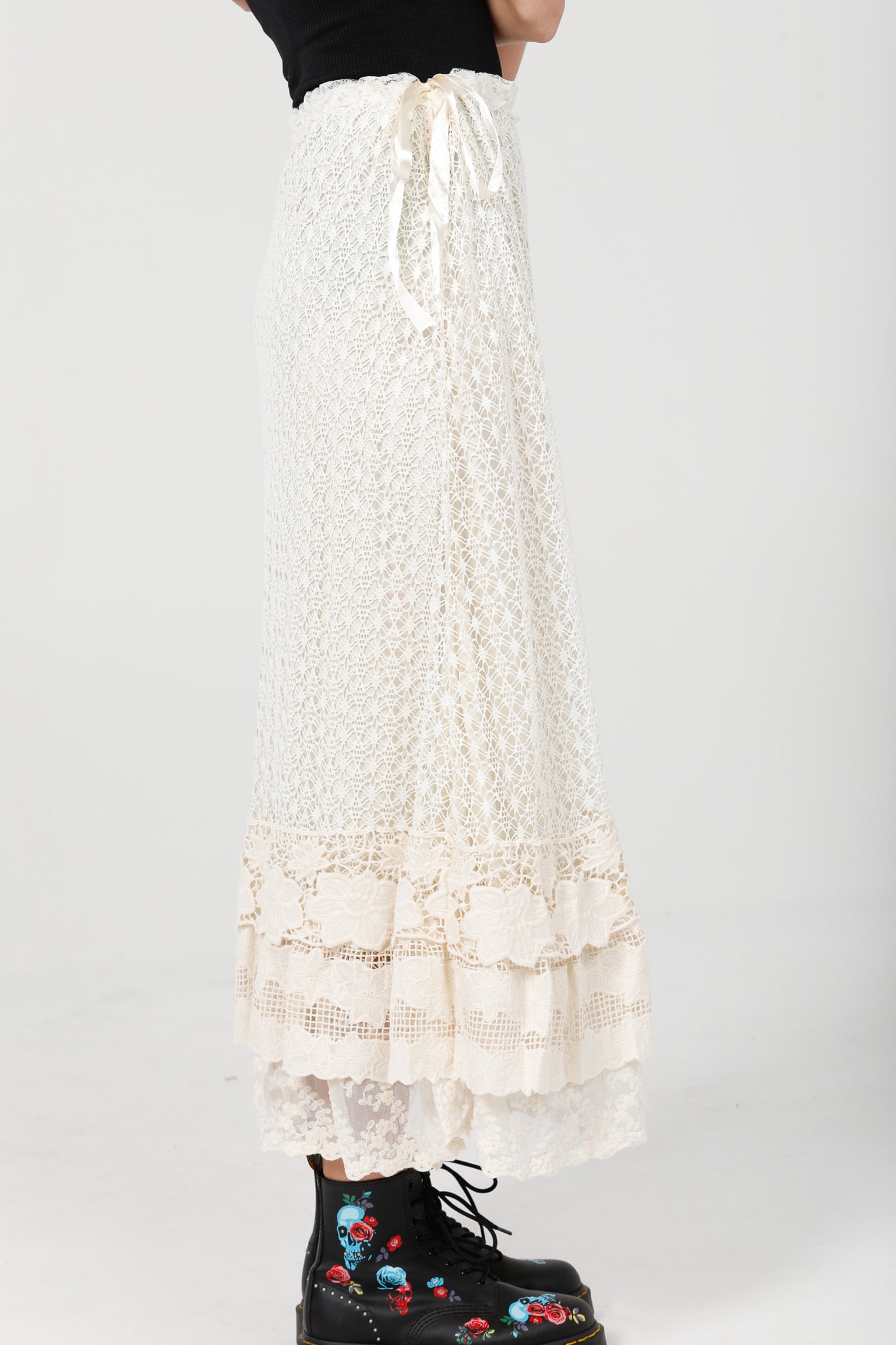 Vintage style lace skirt hand dyed in palest peach blush. Etsy