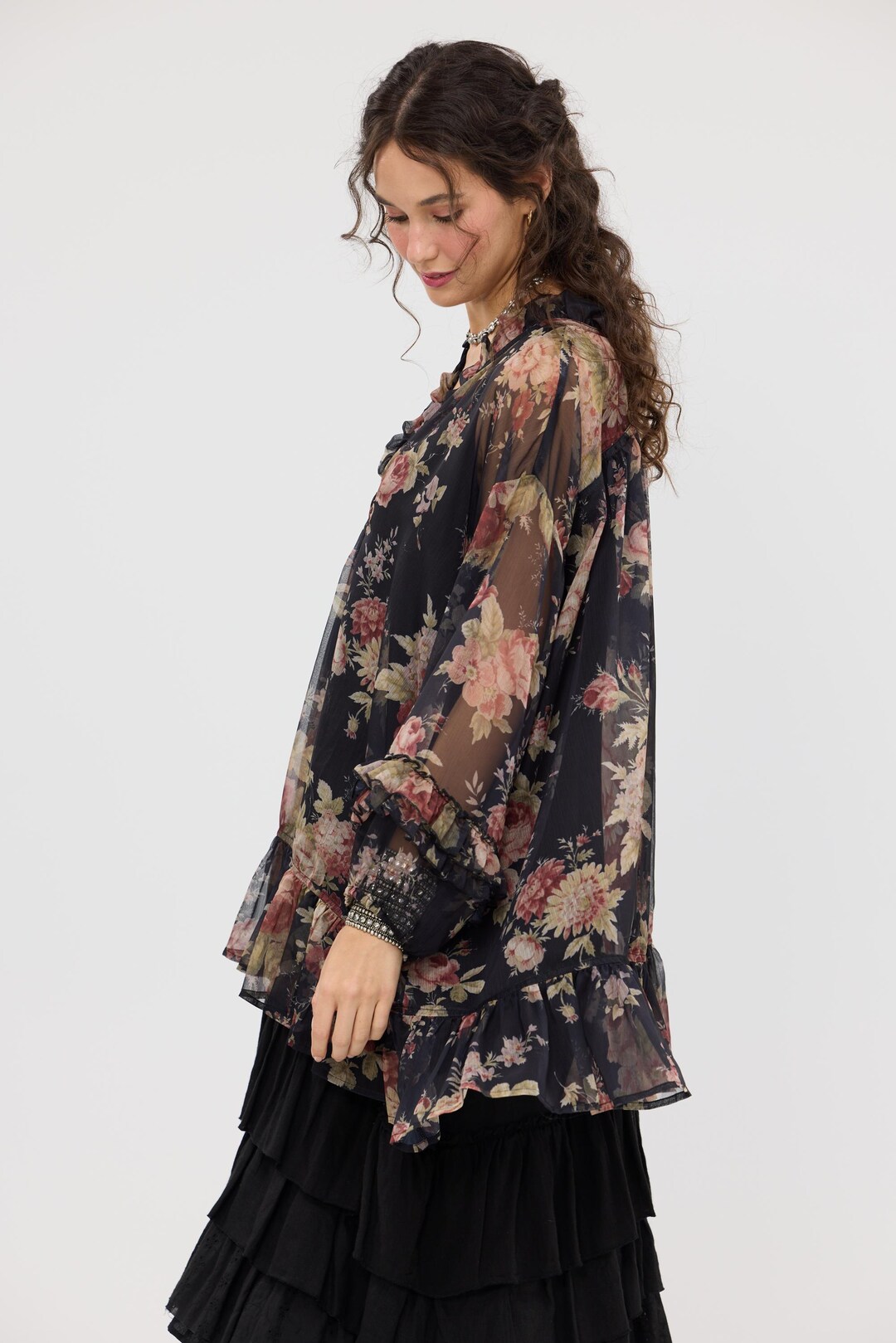 Floral Chiffon Top in a Beautiful Romantic Rose Print. - Etsy Australia