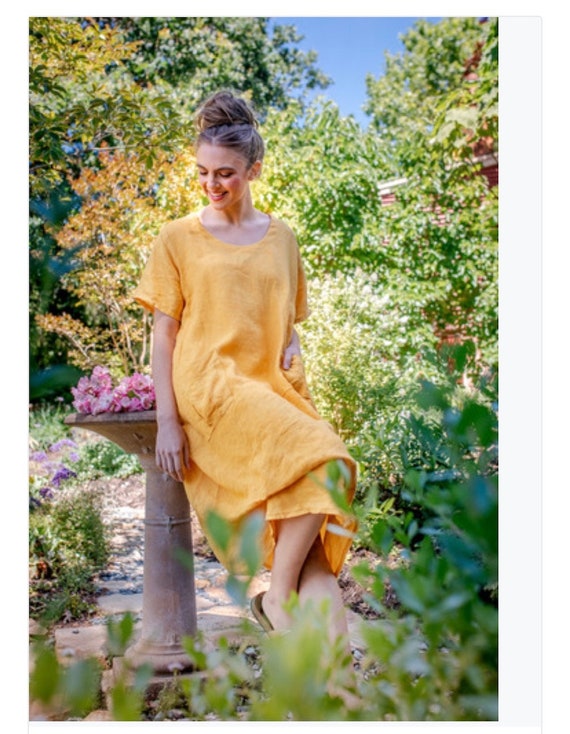 Linen Dress in Buttercup Yellow. Primavera Linen Dress in Yellow