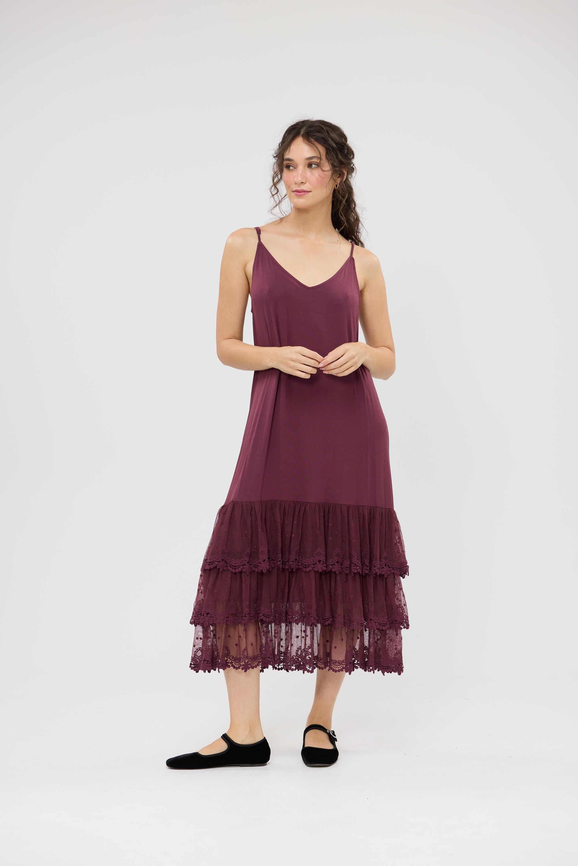 knee length dresses for ladies Evangeline Slip Dress. Black  Miss Rose Sister Violet