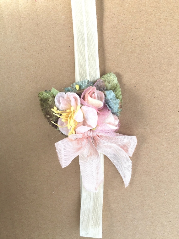 Rosebud posy baby band. velvet flower headband for baby and Etsy