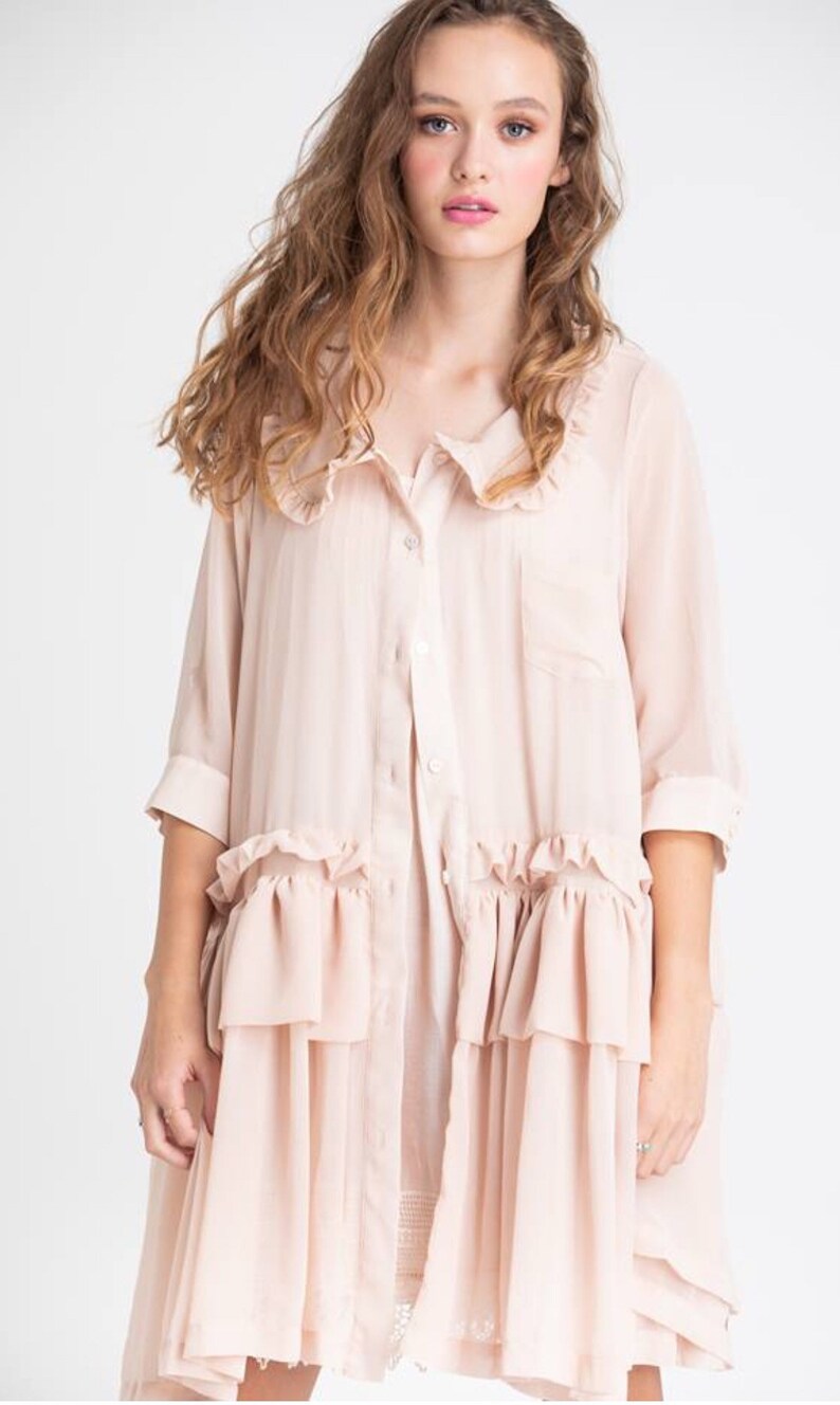 Romantische chiffon Mantel Kleid. Erröten rosa Chiffon Mantel | Etsy