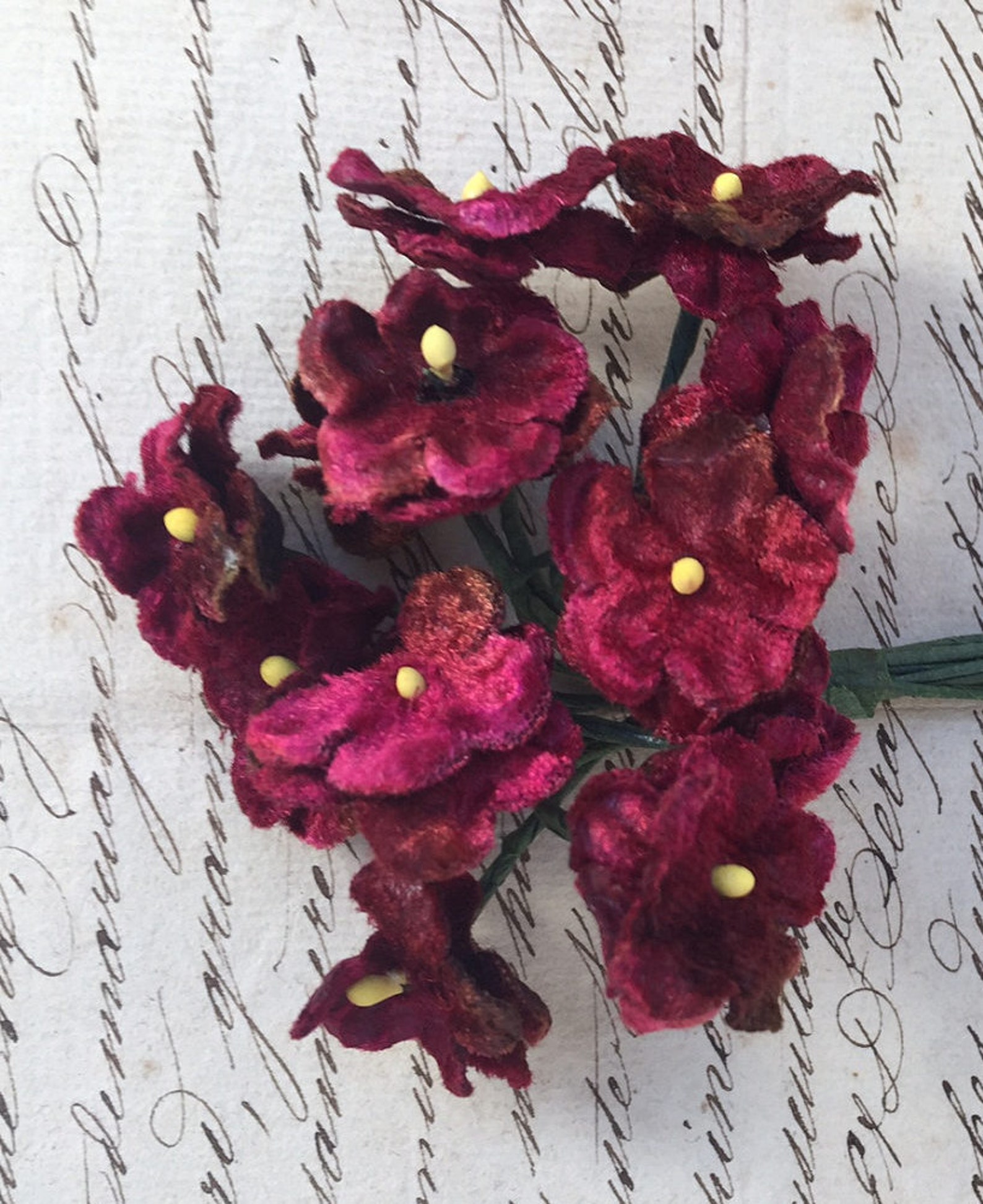 Velvet Flowers . Millinery Flowers . Velvet Me Nots . Etsy