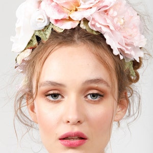 velvet flower crown. bridal crown. flower headband. vintage millinery . Velvet flowers . flower girl crown. bridesmaid hair accessory. image 2