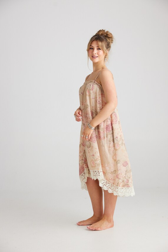 Blossom Floral Dress . Rose Floral Cotton Dress in Antique Blossom Floral Dress . Rose Floral Cotton Dress in Antique