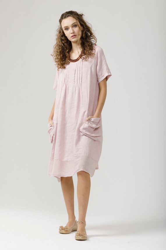 pale pink linen dress