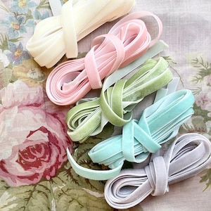 Velvet Ribbon collection. 5 meter collection of velvet ribbon in pastel shades for slow stitching, mixed media, scrapbooking, decorating