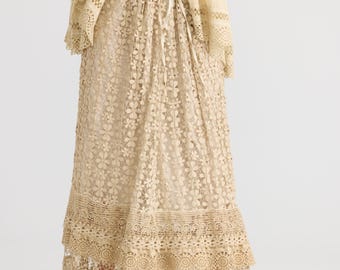 Vintage Lace Maxi Skirt, Exquisite Boho Drawstring Waist