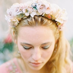 velvet flower crown. flowergirl flower crown. wedding flower halo. floral headband. velvet flower headband.