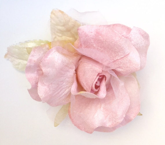 vintage velvet and organza rose Antique peach Velvet Rose shabby chic
