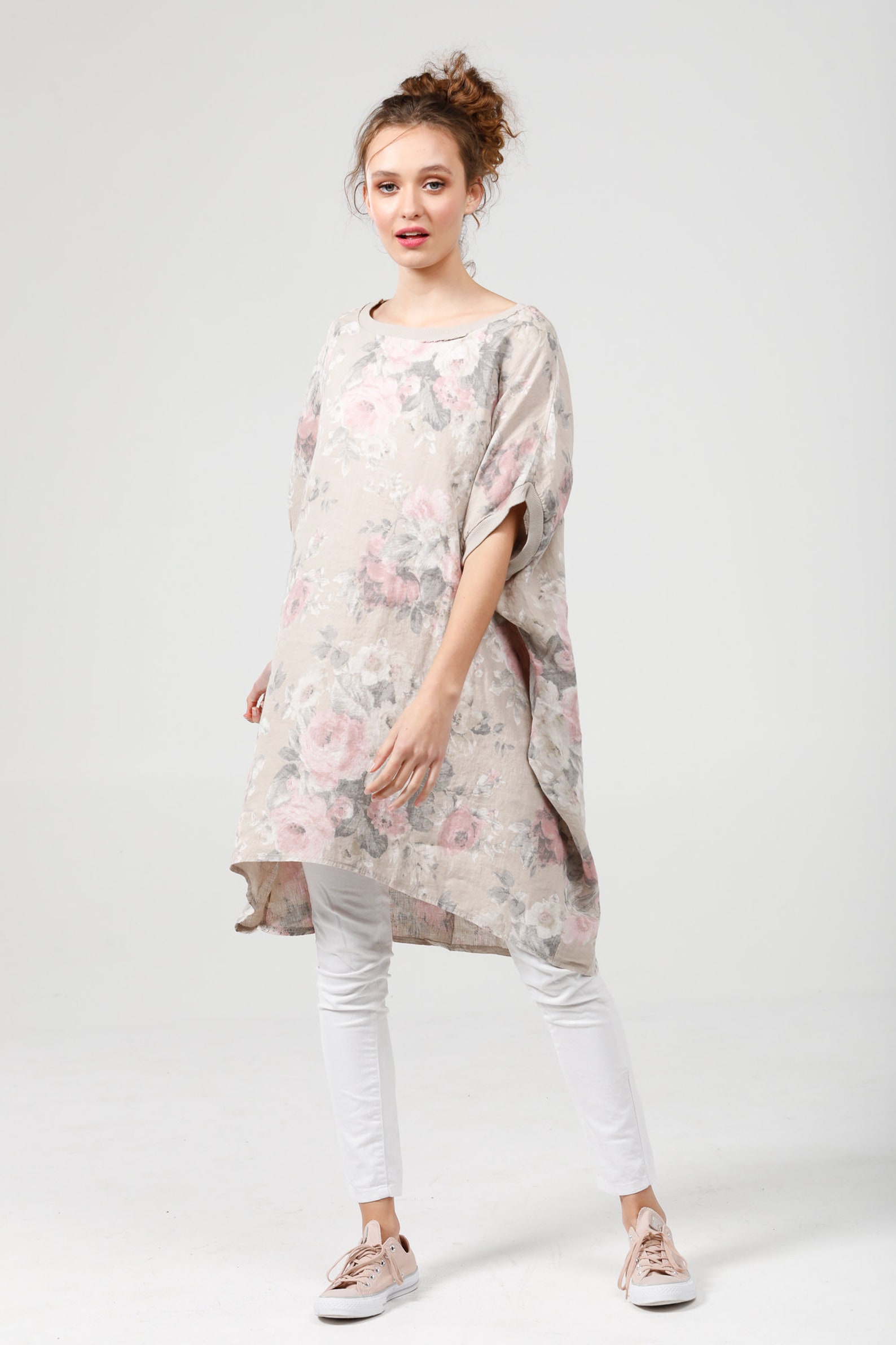 Linen Rosabella Dress. Linen Top . Floral Italian Linen Dress | Etsy