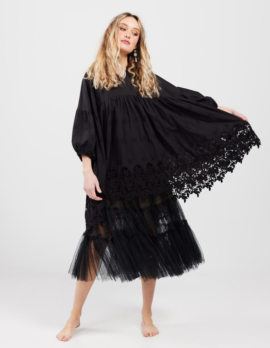 Zara black top lace dress 2019