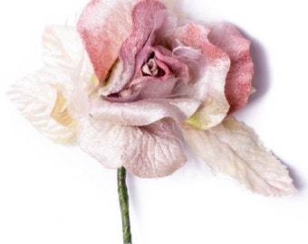 Velvet rose . Millinery rose . Vintage peach rose