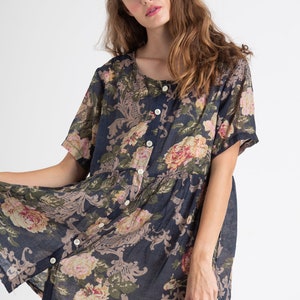 baby doll floral dress. Blue floral cotton dress.